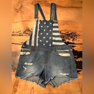 Refuge jean bib shorts. Overalls. Stars